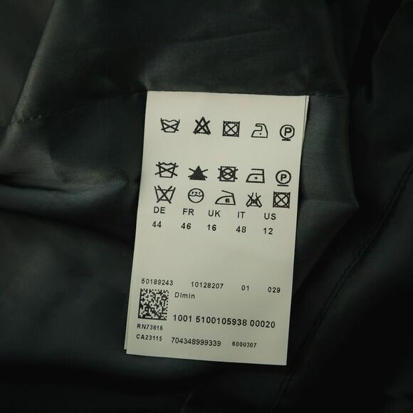 Hugo Boss Size 12 Elbise Gray Pintuck Pleated Embroidered Sheath Wool Dress - Picture 5 of 9